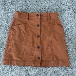 Madewell Rust Brown Button-Front Mini Skirt